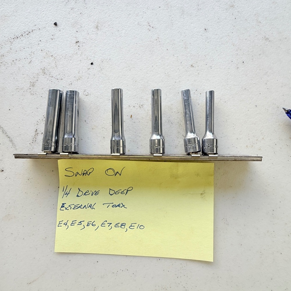 Snap-on 6pc 1/4 Drive Deep External/inverted Torx Socket Set E4-E10 with Rail